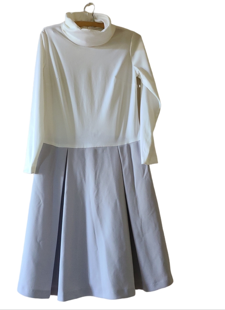 Vintage Toni Todd long sleeve pleated dress with cowl turtleneck Union made